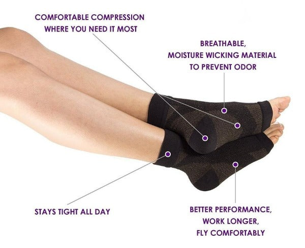 Copper Compression Socks Calf Foot Sleeve Support Zipper Pain